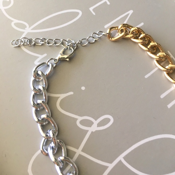 Two-toned Thick Gold Link Chain Choker Necklace - Picture 6 of 8